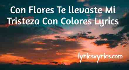 Con Flores Te llevaste Mi Tristeza Con Colores Lyrics